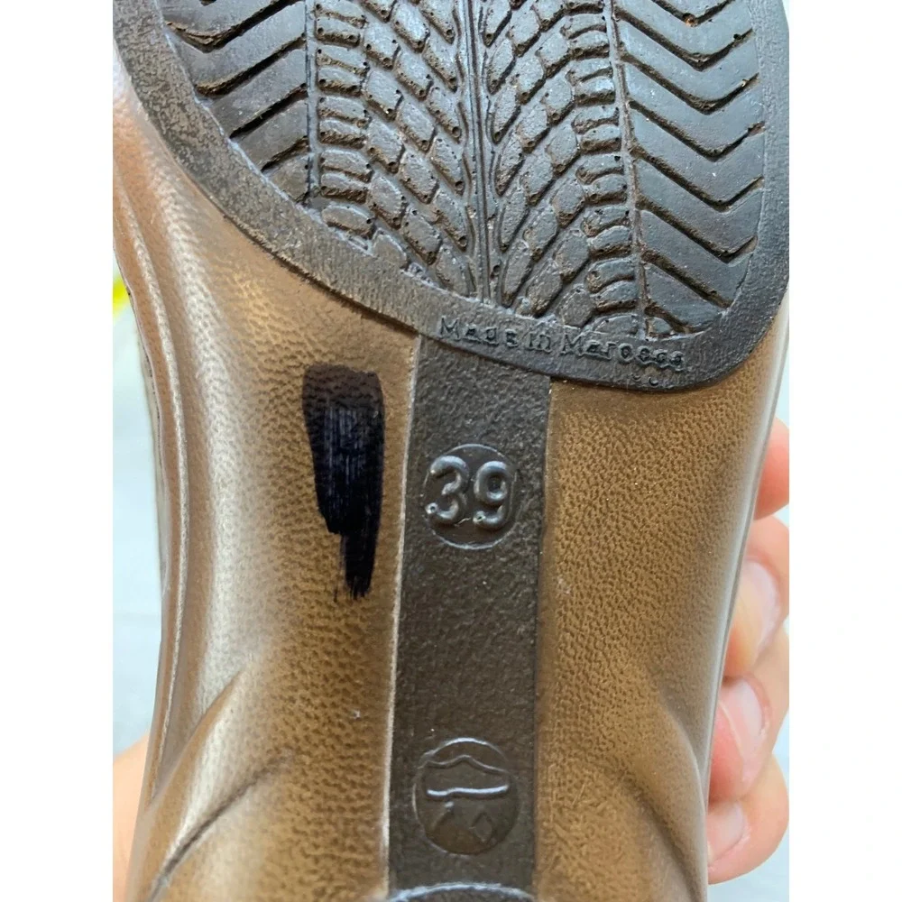 Rieker Women's Brown Leather Perforated Slip On Loafers Size 39 EU 8 US Shoes